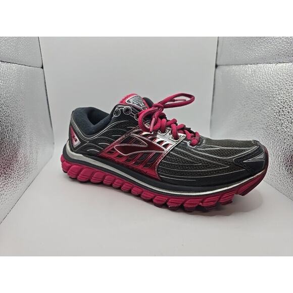 Brooks GLYCERIN 14 Running Shoes Gray And Pink 3D Stretch Print WOMEN Size 6B - Picture 1 of 14